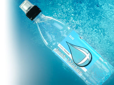 Bottle of water falling through water